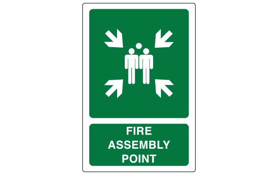 EE58 Sticker - Muster Point 100mm x 150mm A6 Fire Assembly Point Sign